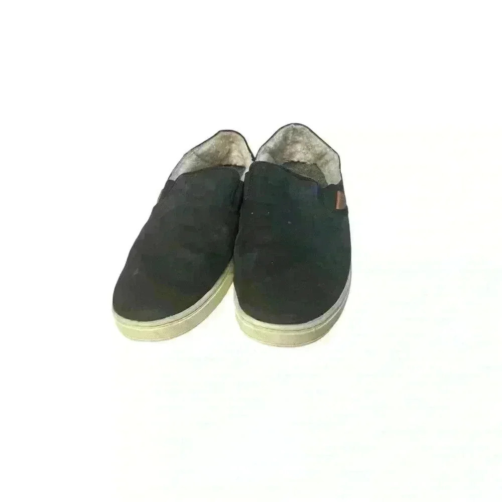 Olukai Pehuea Heu Women size 9 Shearling Lined Slip On Shoe Leather Upper Black